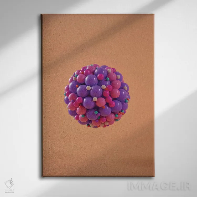 تابلو انتزاعی چیدمان استودیوی رنگ ها اثر اوگنی سولویف - نمای روبهرو روی دیوار