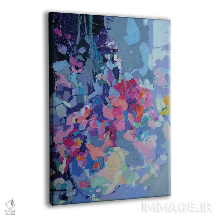 تابلو انتزاعی گل ها بر زمینه تیره اثر النا شرایبمن - نمای پرسپکتیو محصول