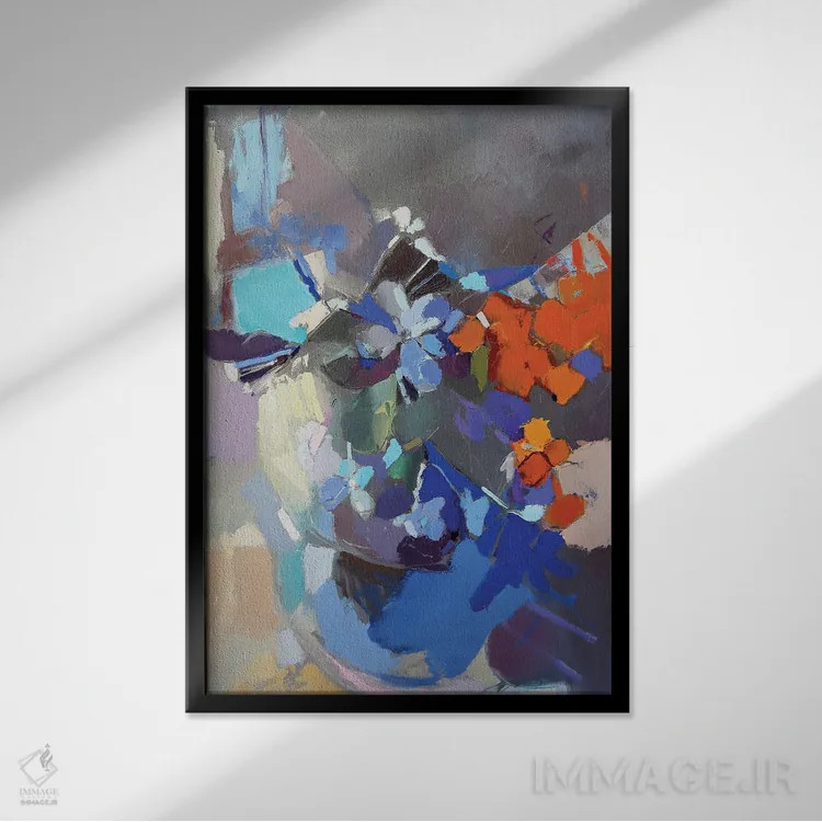 تابلو انتزاعی اتود ۴ اثر النا شرایبمن - نمای قابدار مشکی