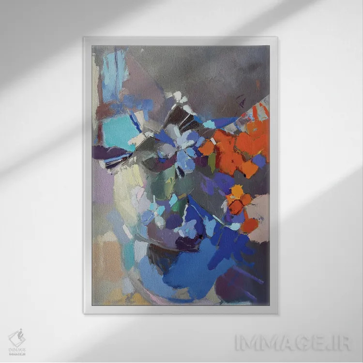تابلو انتزاعی اتود ۴ اثر النا شرایبمن - نمای قابدار سفید