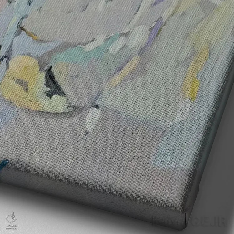 تابلو انتزاعی رنگ های وحشی در یک گلدان اثر النا شرایبمن - نمای نزدیک بافت بوم