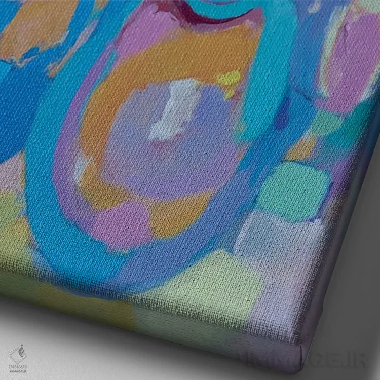 تابلو انتزاعی لیوان روی نور اثر النا شرایبمن - نمای نزدیک بافت بوم