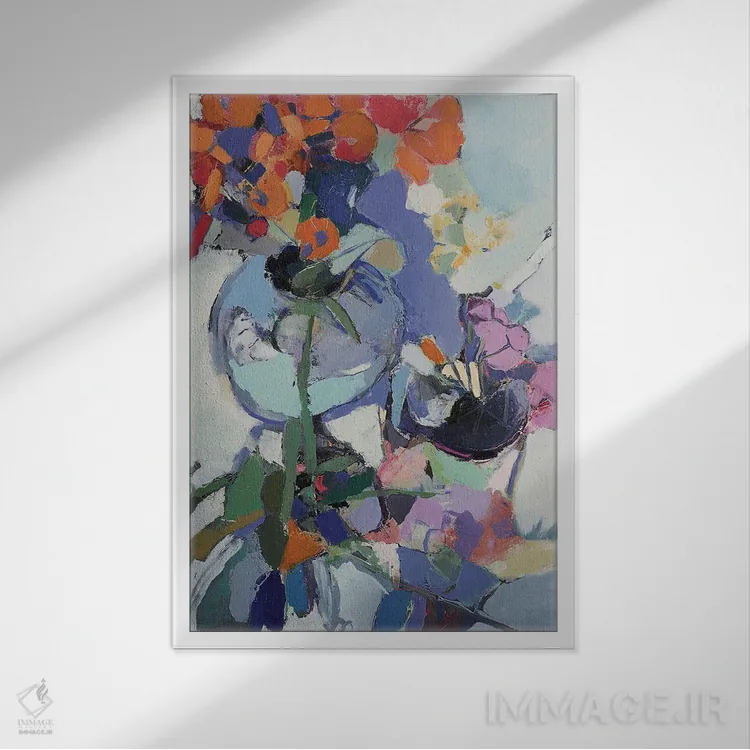 تابلو انتزاعی اتود ۵ اثر النا شرایبمن - نمای قابدار سفید