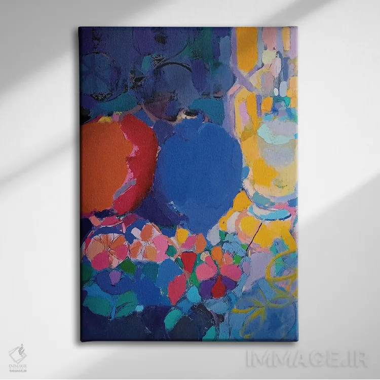 تابلو انتزاعی سبوی قرمز اثر النا شرایبمن - نمای روبهرو روی دیوار