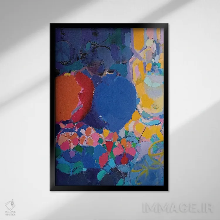 تابلو انتزاعی سبوی قرمز اثر النا شرایبمن - نمای قابدار مشکی