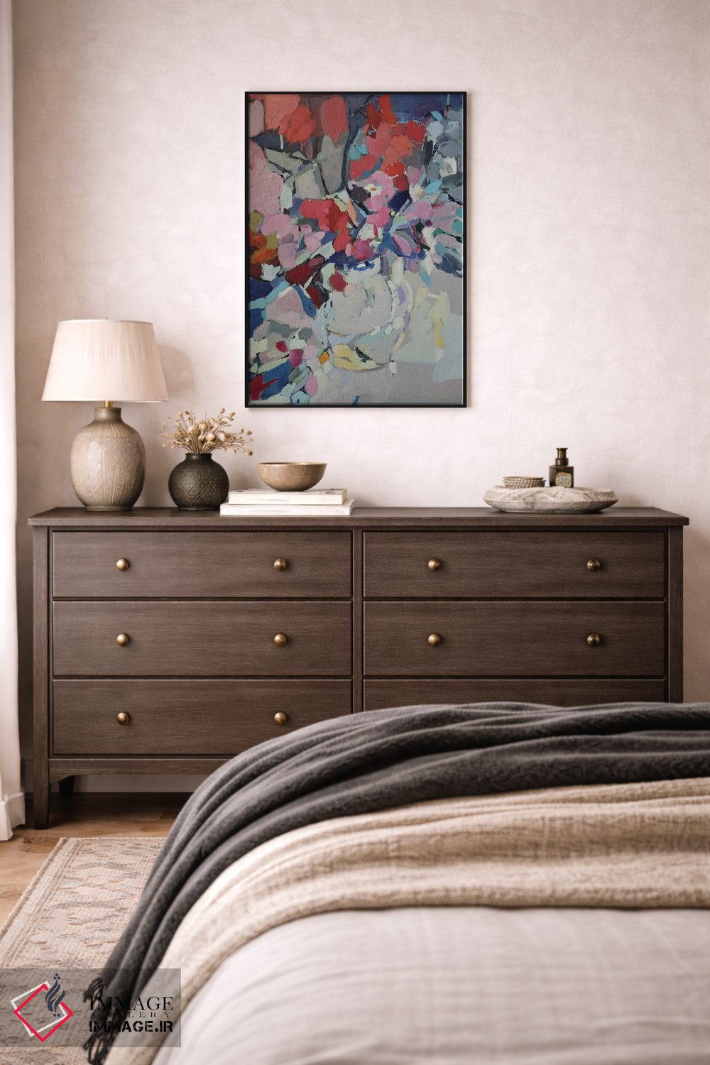تابلو انتزاعی رنگ های وحشی در یک گلدان اثر النا شرایبمن - D3B