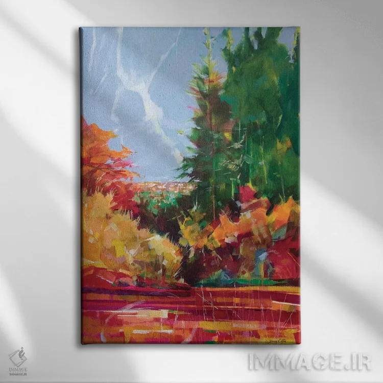 تابلو انتزاعی از مایل اند تا سیندر فورد اثر داگ ایتون - نمای روبهرو روی دیوار