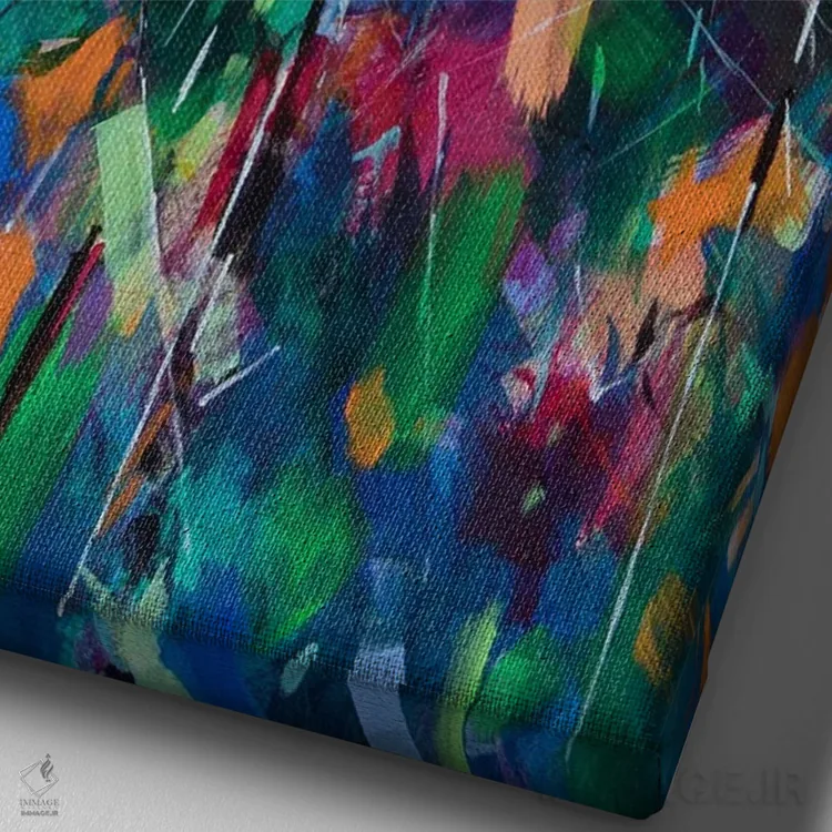تابلو انتزاعی مدوکلیف پرجنب وجوش اثر داگ ایتون - نمای نزدیک بافت بوم
