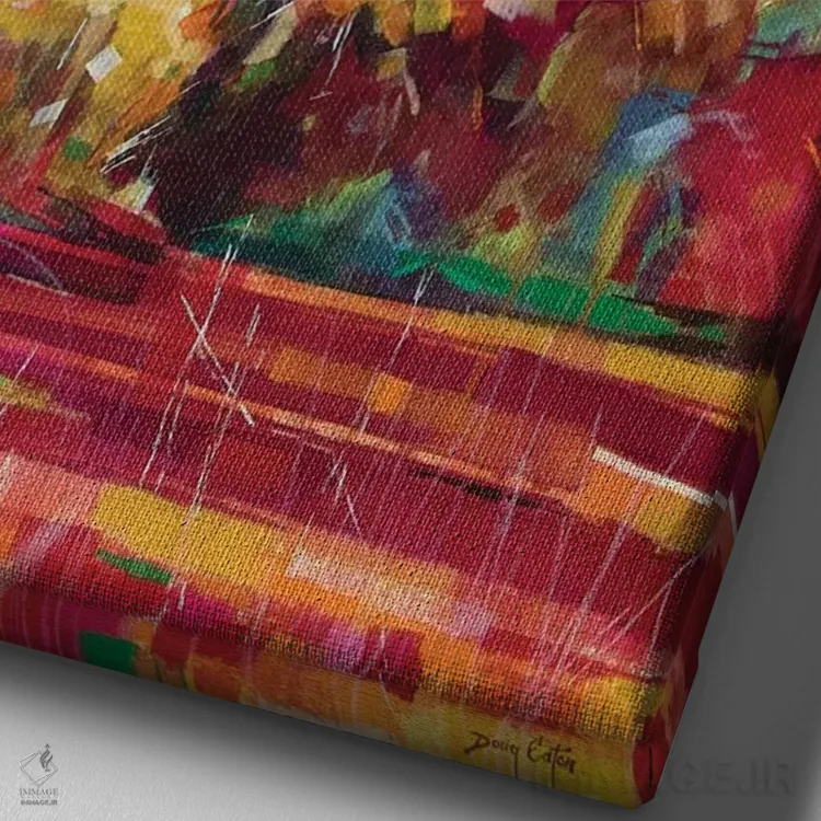 تابلو انتزاعی از مایل اند تا سیندر فورد اثر داگ ایتون - نمای نزدیک بافت بوم