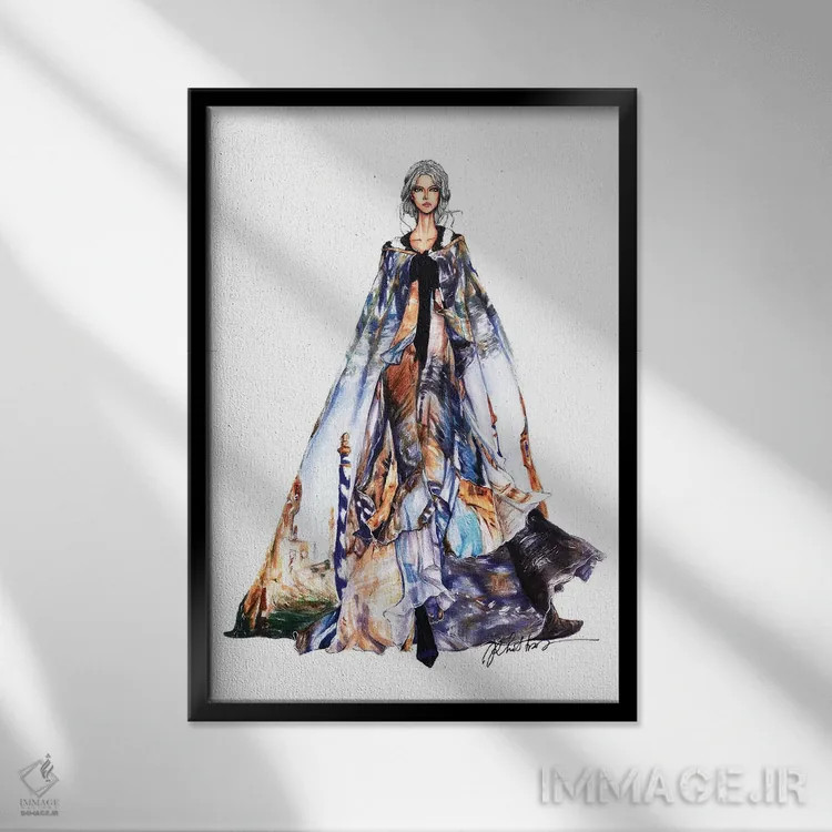 تابلو دکوراتیو هفته مد آلبرتا فرتی ۲۰۱۷ اثر اریس ترن - نمای قابدار مشکی