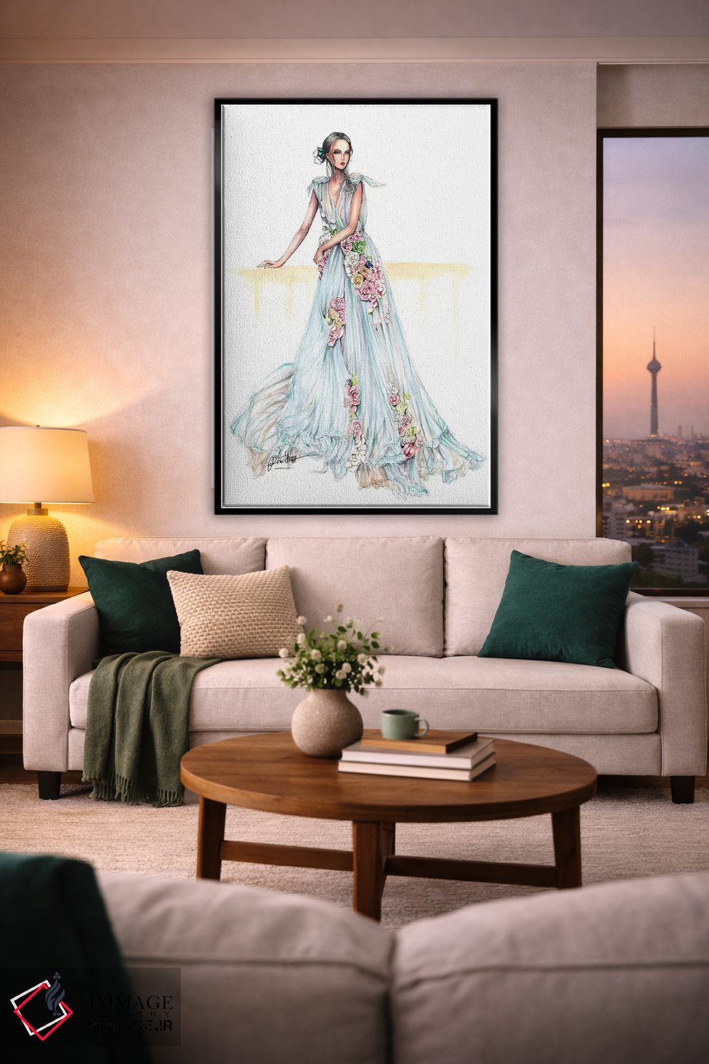 تابلو دکوراتیو لباس فاخر گل دار اثر اریس ترن - D1B