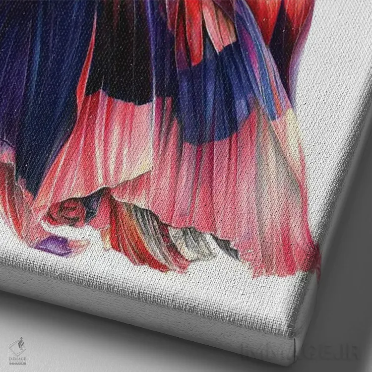 تابلو دکوراتیو مد فاخر آیریس ون هرپن ۲۰۱۹ اثر اریس ترن - نمای نزدیک بافت بوم