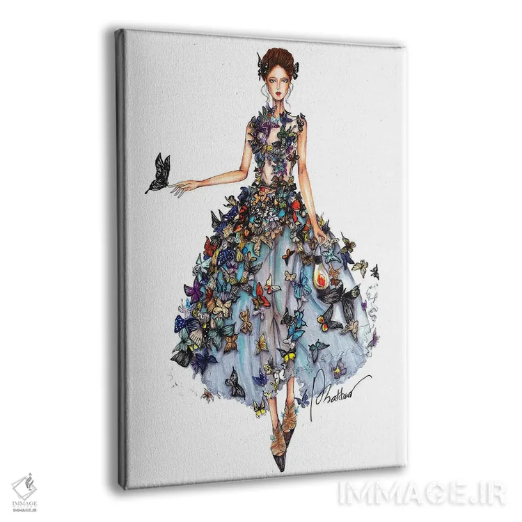 تابلو دکوراتیو لباس پروانه ای II اثر اریس ترن - نمای پرسپکتیو محصول