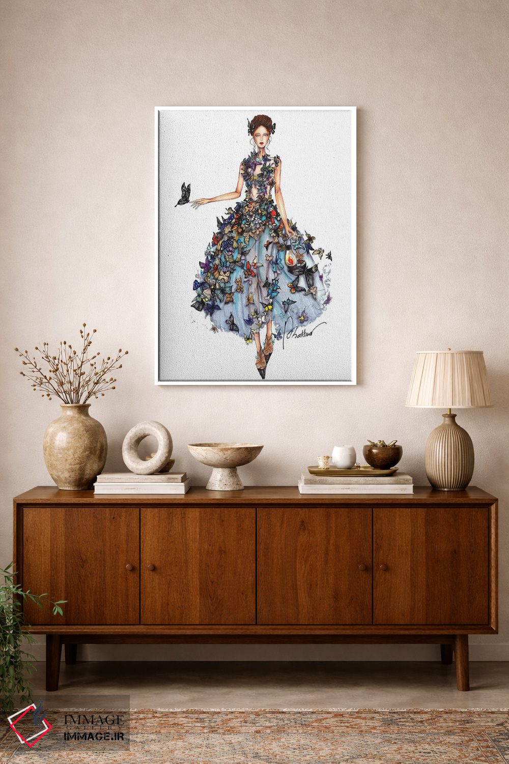 تابلو دکوراتیو لباس پروانه ای II اثر اریس ترن - D1W