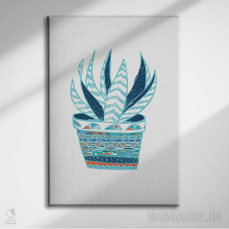 تابلو مدرن ساکولنت، آبی اثر اتاوی - نمای روبهرو روی دیوار