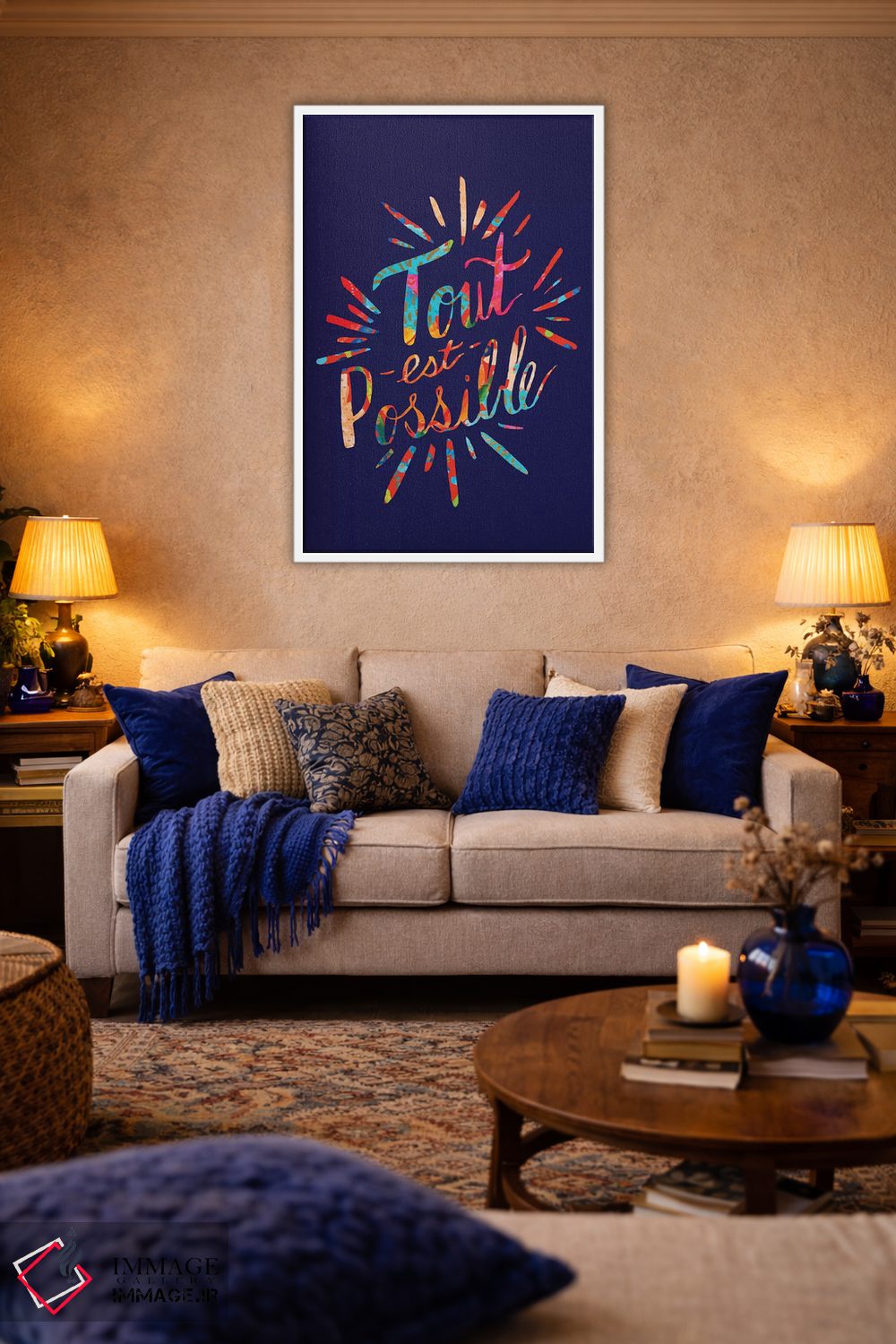 تابلو دکوراتیو همه چیز ممکن است، سورمه ای اثر اتاوی - D2W