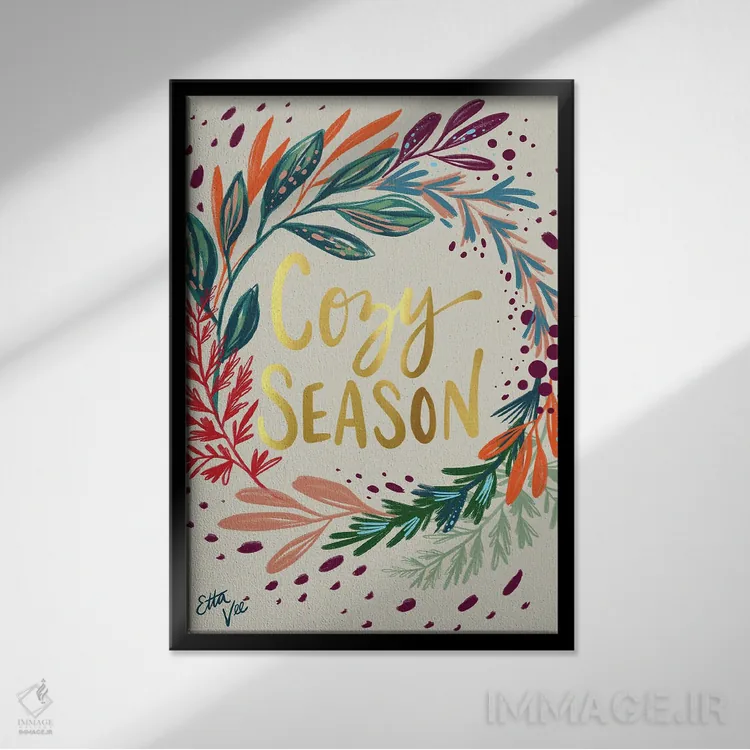 تابلو دکوراتیو فصل دلپذیر اثر اتاوی - نمای قابدار مشکی