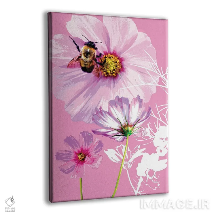 تابلو دکوراتیو زنبور روی گل کاسموس اثر اولیا دیزاینز - نمای پرسپکتیو محصول