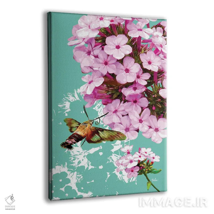 تابلو دکوراتیو پروانه شفاف بال روی گل فلوکس اثر اولیا دیزاینز - نمای پرسپکتیو محصول