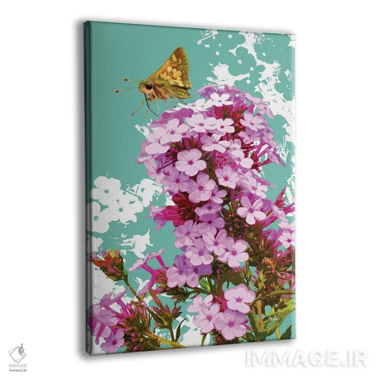 تابلو دکوراتیو پروانه اسکیپر روی گل فلوکس اثر اولیا دیزاینز - نمای پرسپکتیو محصول