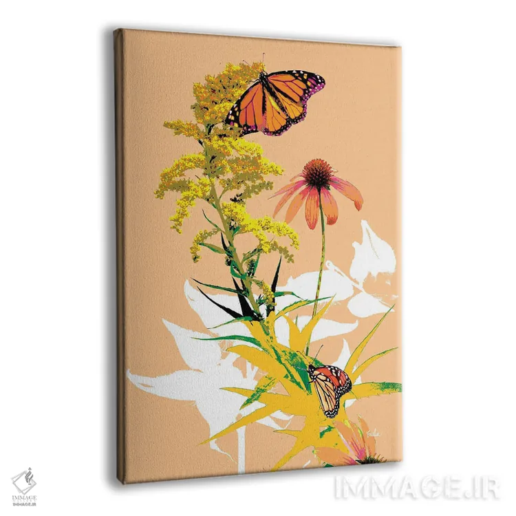 تابلو دکوراتیو پروانه های شهریار بر روی شاخه طلایی I اثر اولیا دیزاینز - نمای پرسپکتیو محصول