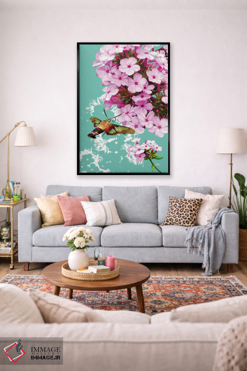 تابلو دکوراتیو پروانه شفاف بال روی گل فلوکس اثر اولیا دیزاینز - D1B