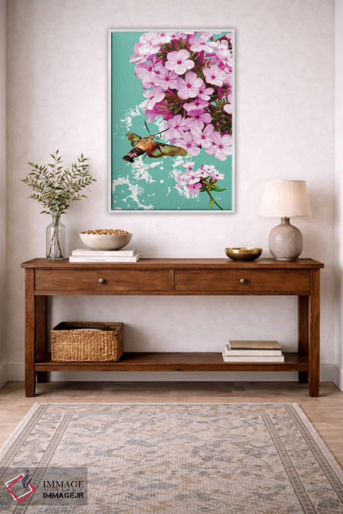 تابلو دکوراتیو پروانه شفاف بال روی گل فلوکس اثر اولیا دیزاینز - D2W