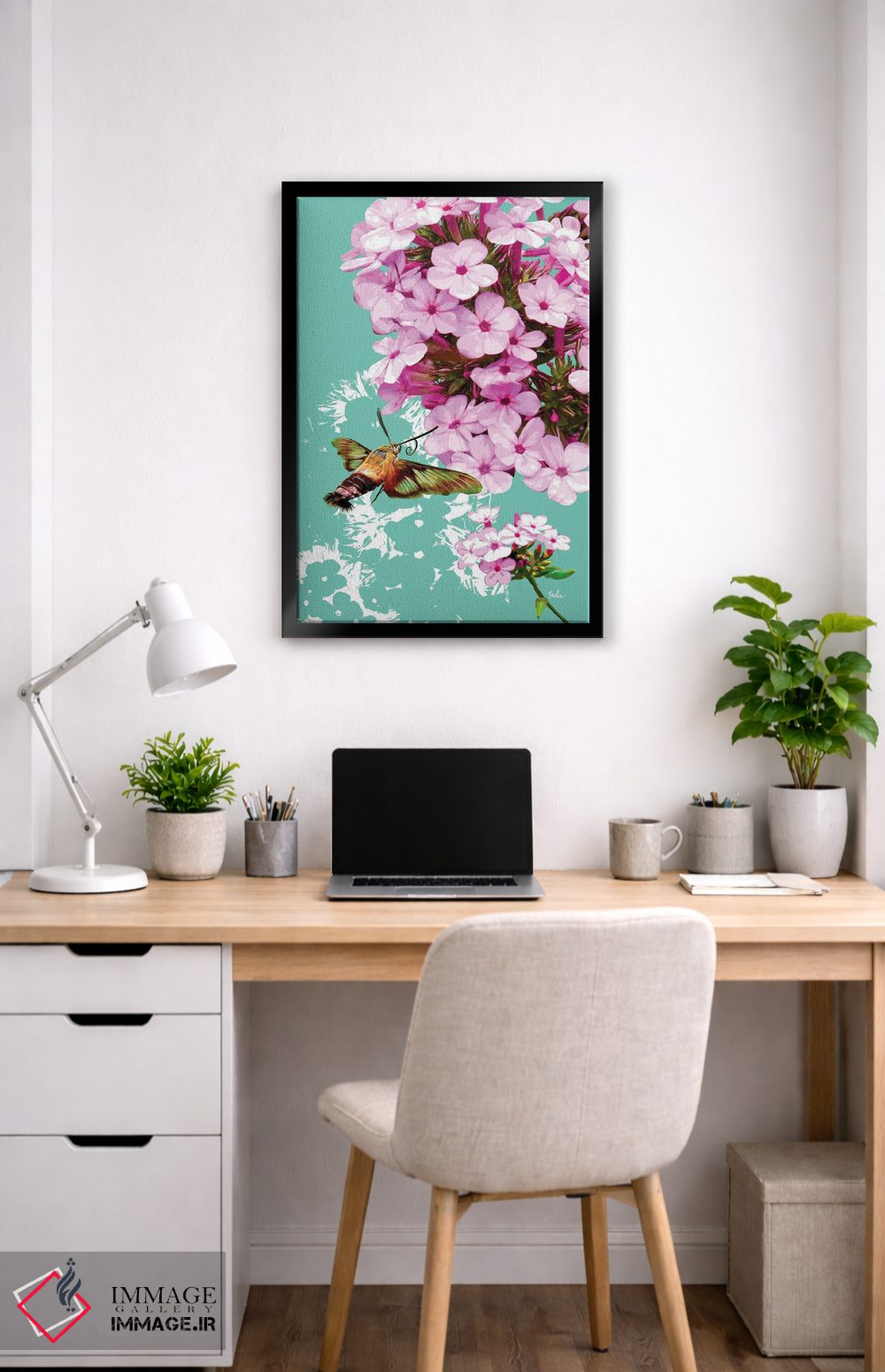 تابلو دکوراتیو پروانه شفاف بال روی گل فلوکس اثر اولیا دیزاینز - D4B