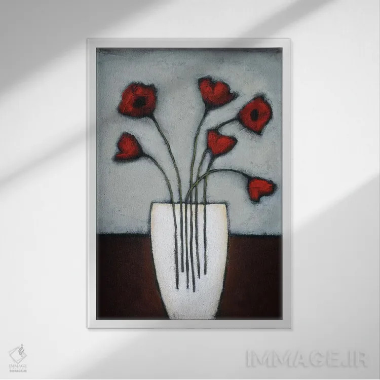 تابلو انتزاعی آتش و یخ دوم اثر ایو - نمای قابدار سفید
