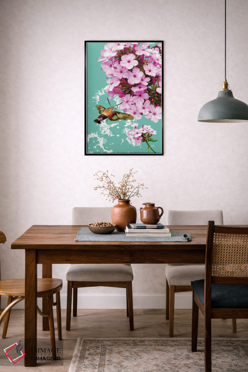 تابلو دکوراتیو پروانه شفاف بال روی گل فلوکس اثر اولیا دیزاینز - D6B