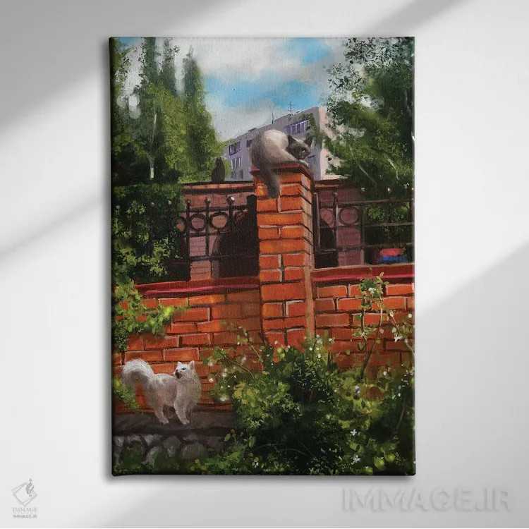 تابلو دکوراتیو گربه های خیابانی اثر آناستازیا اوگرافوا - نمای روبهرو روی دیوار