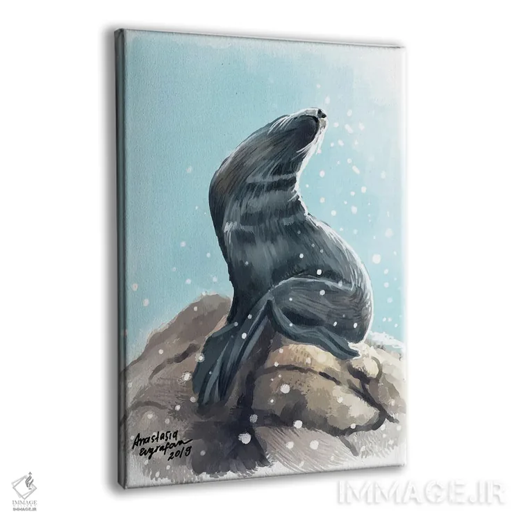 تابلو دکوراتیو شیر دریایی اثر آناستازیا اوگرافوا - نمای پرسپکتیو محصول