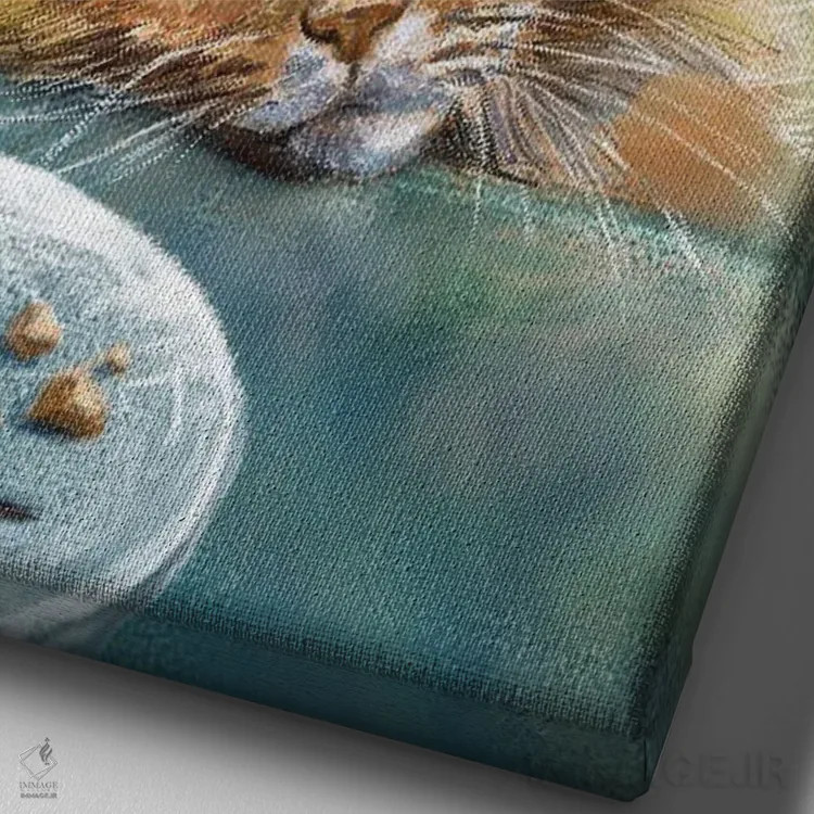 تابلو دکوراتیو گربه رویایی اثر آناستازیا اوگرافوا - نمای نزدیک بافت بوم