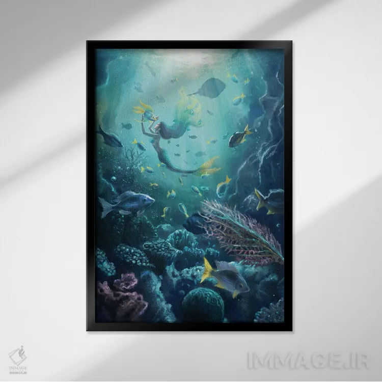 تابلو دکوراتیو سمفونی دریایی اثر آناستازیا اوگرافوا - نمای قابدار مشکی