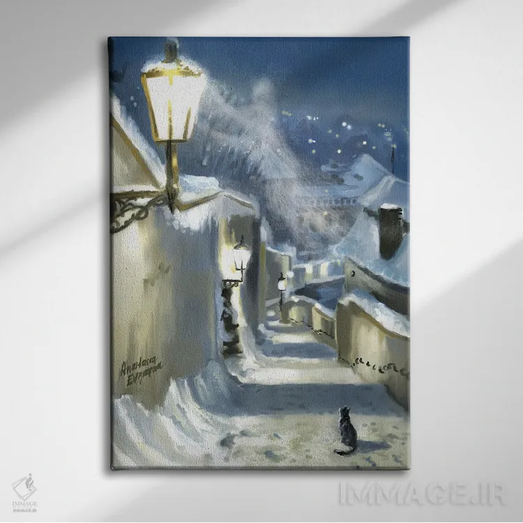 تابلو دکوراتیو شبح زمستان پراگ اثر آناستازیا اوگرافوا - نمای روبهرو روی دیوار