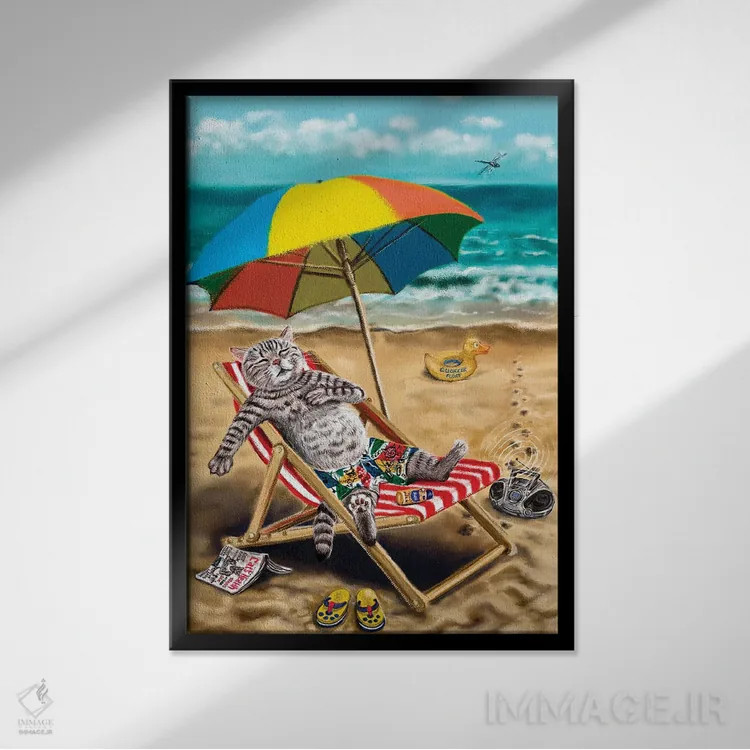 تابلو دکوراتیو در ساحل اثر آناستازیا اوگرافوا - نمای قابدار مشکی