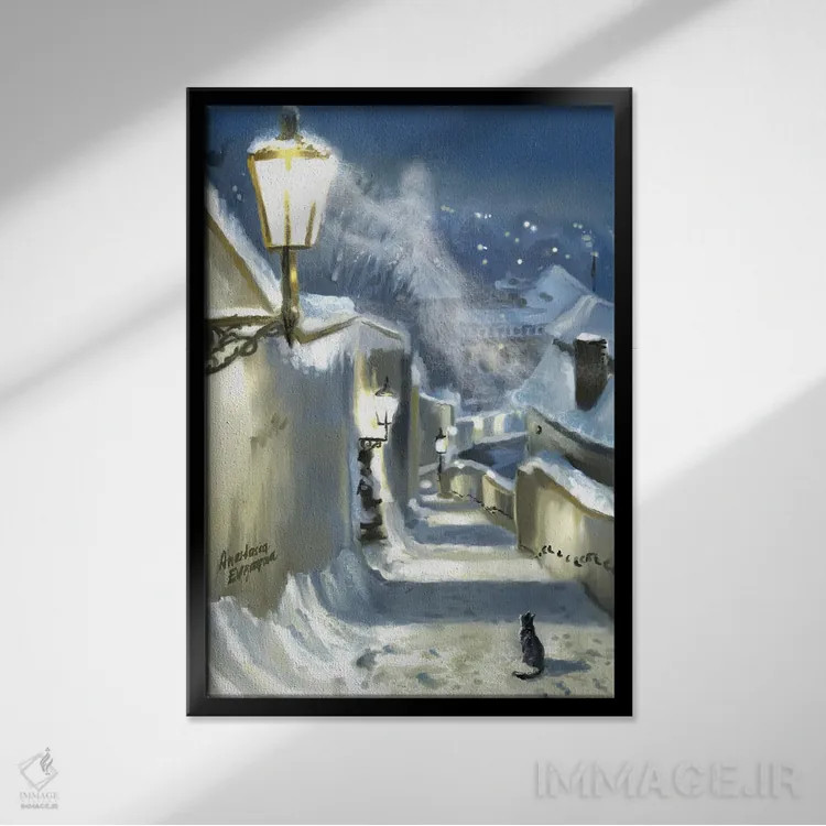 تابلو دکوراتیو شبح زمستان پراگ اثر آناستازیا اوگرافوا - نمای قابدار مشکی