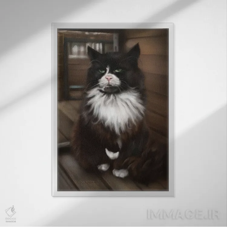 تابلو دکوراتیو گربه ای از زلنواگرادسک اثر آناستازیا اوگرافوا - نمای قابدار سفید