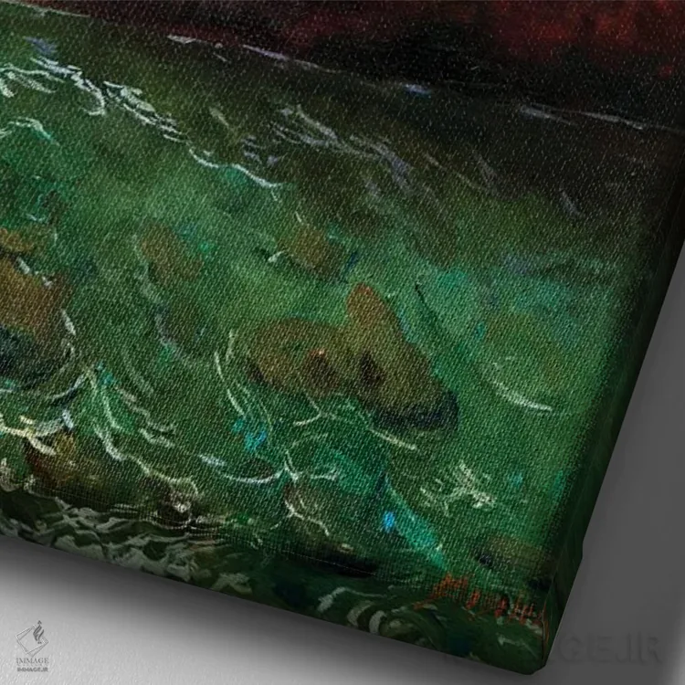 تابلو دکوراتیو کشتی در منظره دریایی اثر اوگنیا مکانوا - نمای نزدیک بافت بوم