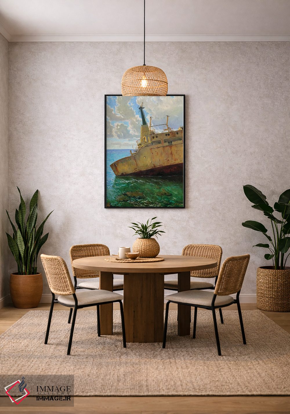 تابلو دکوراتیو کشتی در منظره دریایی اثر اوگنیا مکانوا - D4B