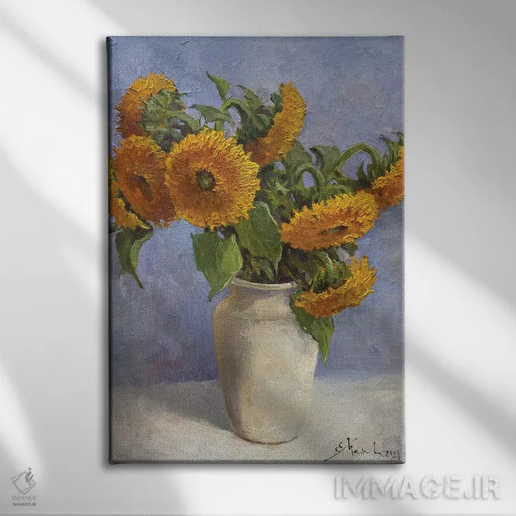 تابلو دکوراتیو گل های آفتابگردان اثر اوگنیا مکانوا - نمای روبهرو روی دیوار