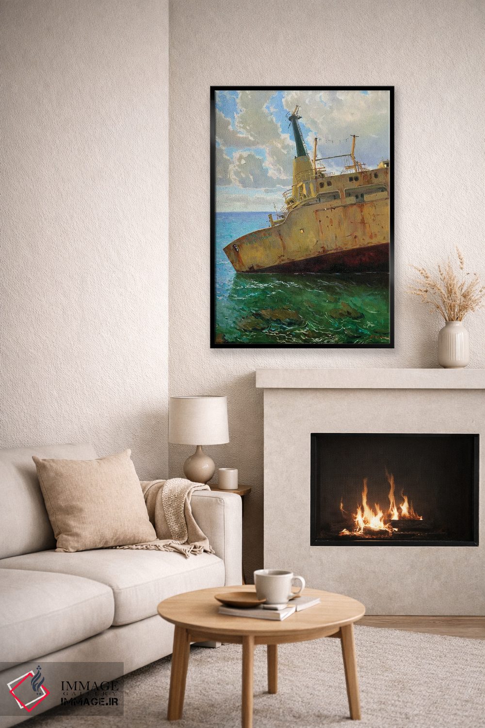 تابلو دکوراتیو کشتی در منظره دریایی اثر اوگنیا مکانوا - D6B