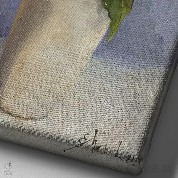 تابلو دکوراتیو گل های آفتابگردان اثر اوگنیا مکانوا - نمای نزدیک بافت بوم