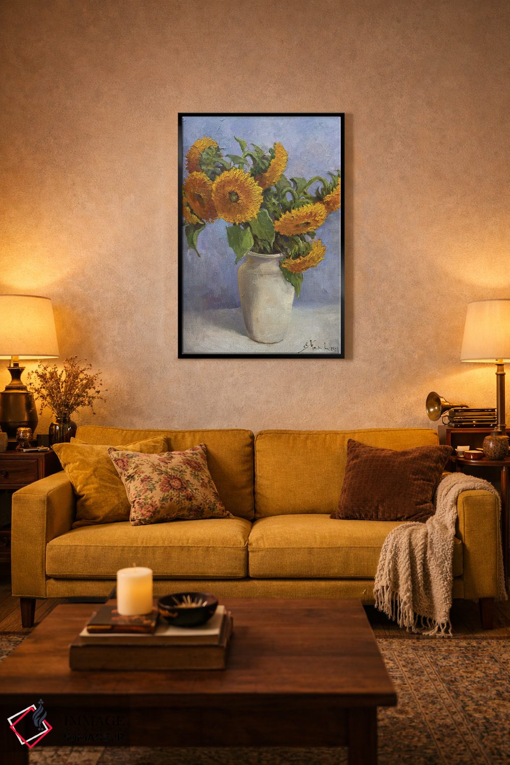 تابلو دکوراتیو گل های آفتابگردان اثر اوگنیا مکانوا - D4B