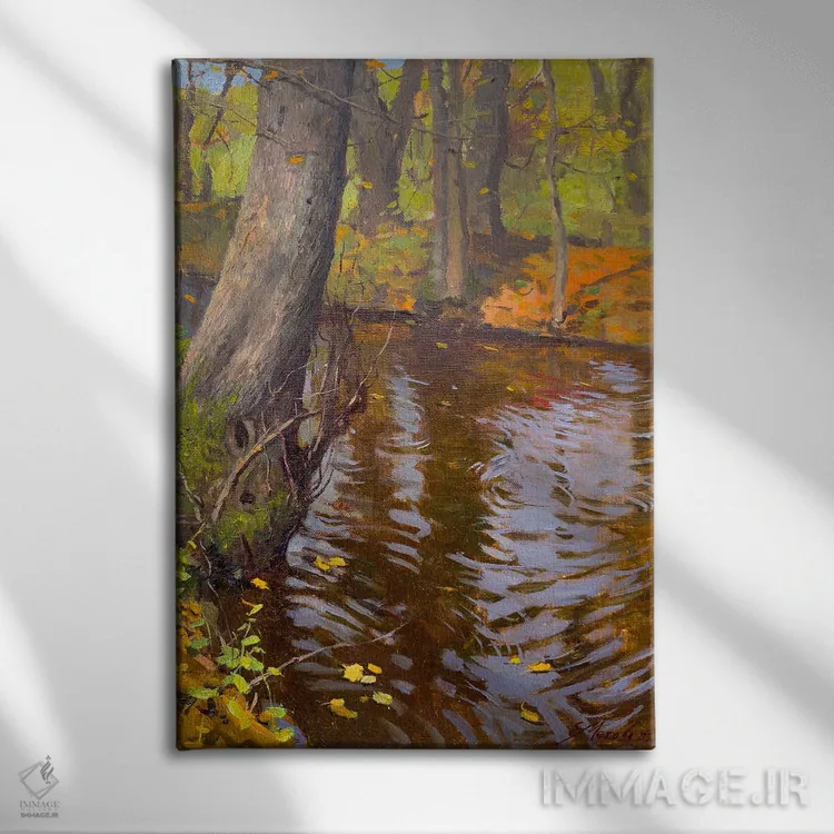 تابلو دکوراتیو جنگل پاییزی اثر اوگنیا مکانوا - نمای روبهرو روی دیوار