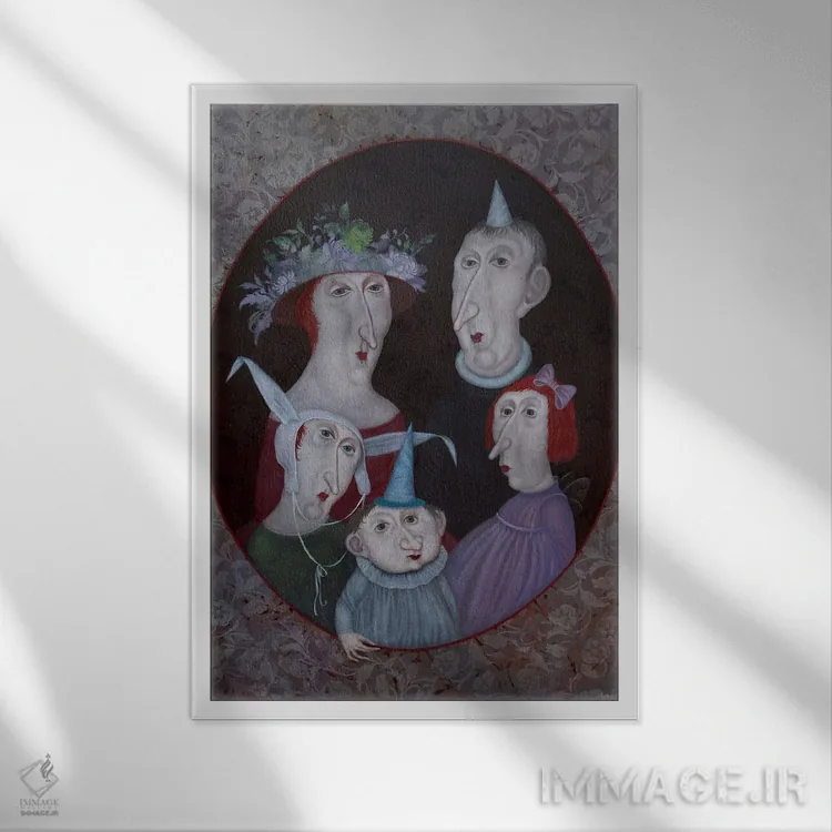 تابلو دکوراتیو همه با هم اثر اوگنیا ساره - نمای قابدار سفید