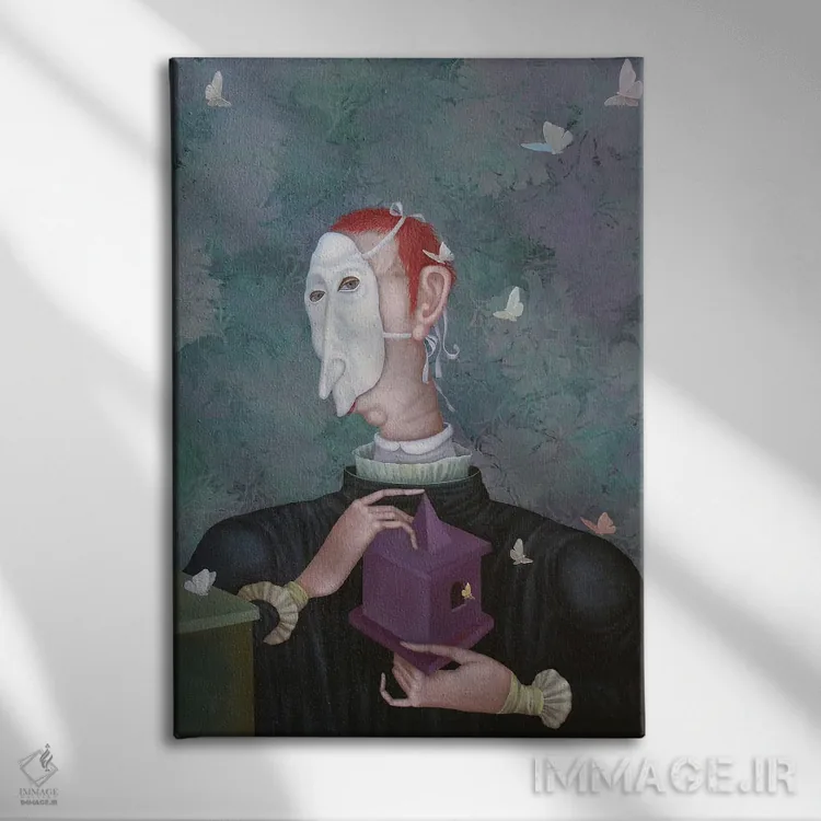 تابلو دکوراتیو دلداده پروانه اثر اوگنیا ساره - نمای روبهرو روی دیوار