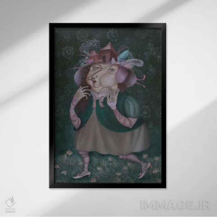 تابلو دکوراتیو کلاه اثر اوگنیا ساره - نمای قابدار مشکی