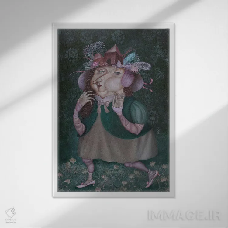 تابلو دکوراتیو کلاه اثر اوگنیا ساره - نمای قابدار سفید