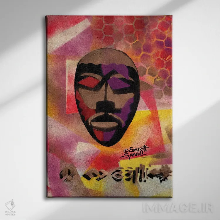 تابلو دکوراتیو نقاب کنگو اثر اورت اسپرویل - نمای روبهرو روی دیوار